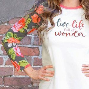 Matilda Jane Womens Floral Sleeve Top NWT